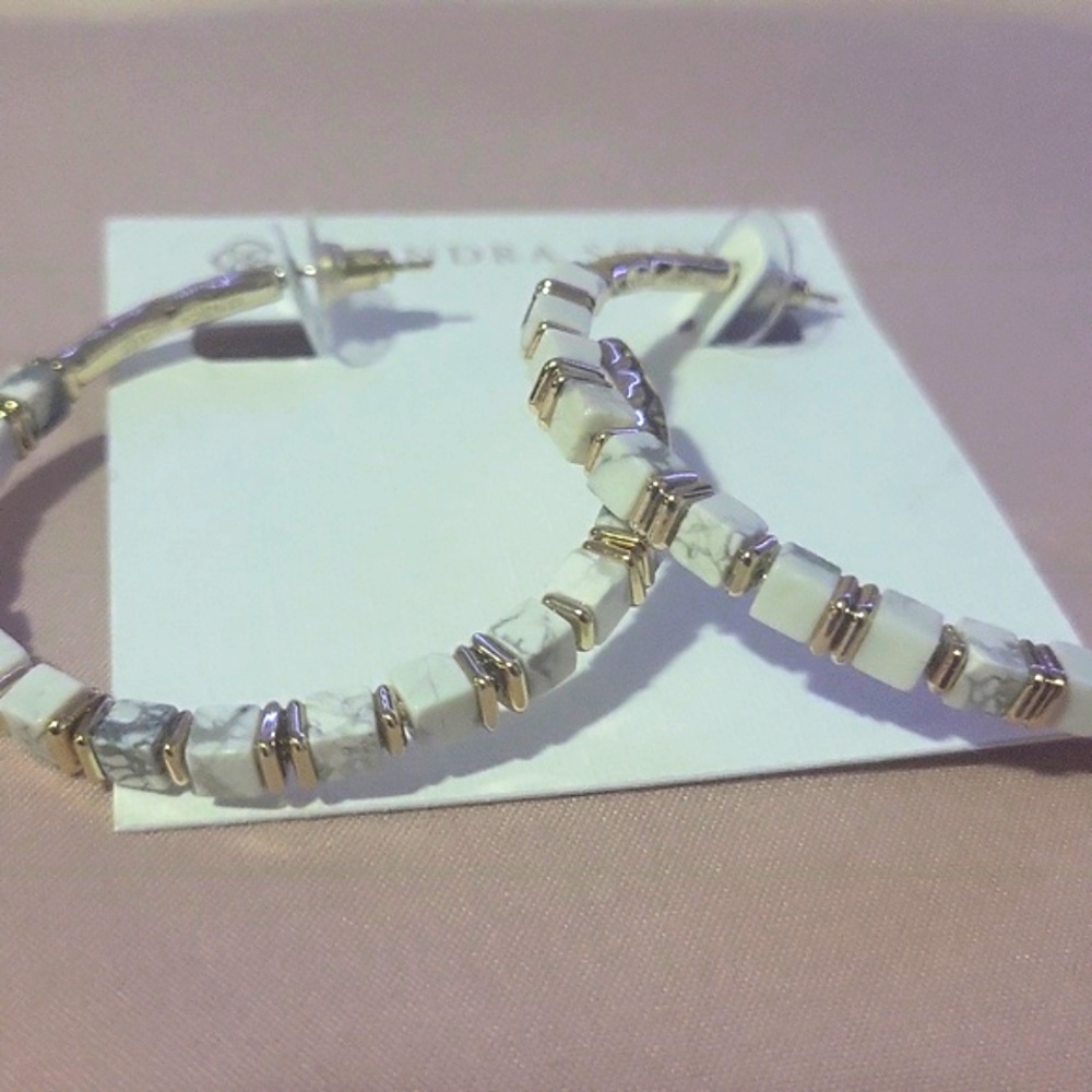 Kendra Scott Gold, White and Gray Hoop Earrings - Picture 3 of 6